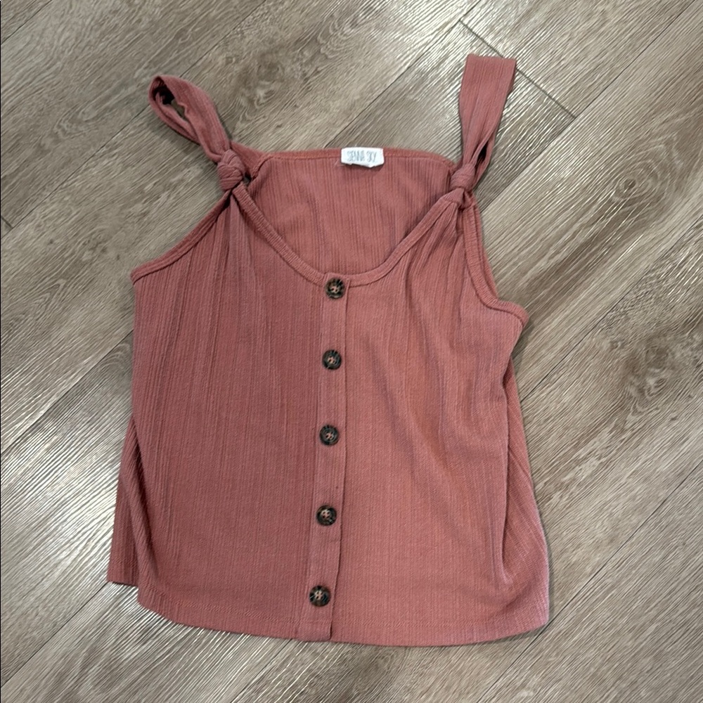 Sienna Sky Pink Ribbed Buttoned Tank Top - Picture 1 of 3